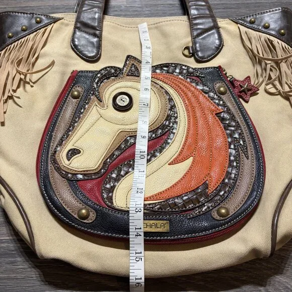Chala Horse Everyday Zip Tote Shoulder Bag Fringe Large Travel School Work - Picture 9 of 15